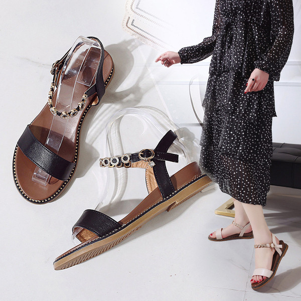 Sandale elegante de dama in negru si bej