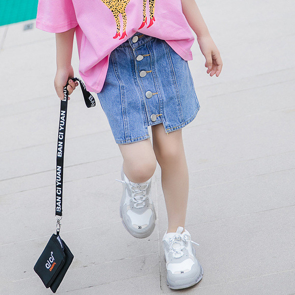 Modern gyerek farmerszoknya gombokkal