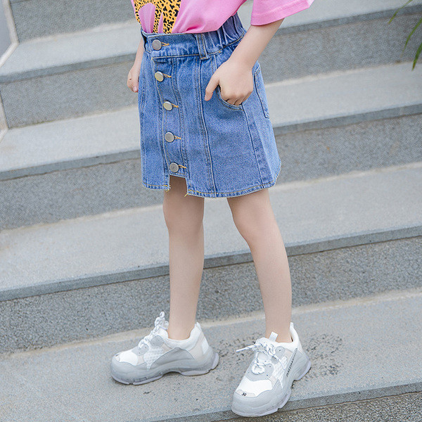 Modern gyerek farmerszoknya gombokkal