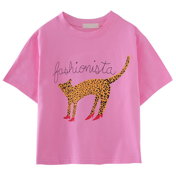 Modern, fehér és rózsaszín póló lányoknak