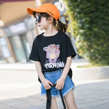 Δίχρωμο παιδικό μπλουζάκι με εφαρμογή για κορίτσια