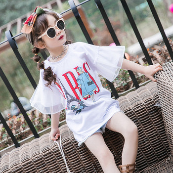 Актуална детска тениска в бял цвят за момичета 