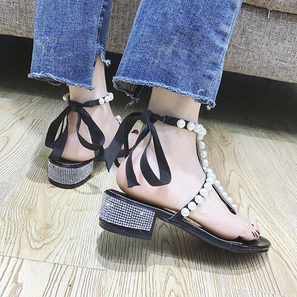 Sandale de dama moderne cu perle in doua culori