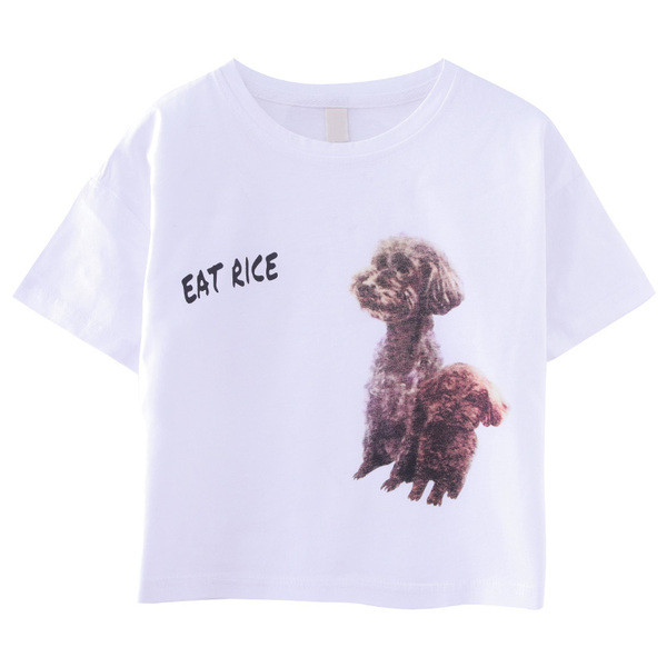 Gyerek póló lányoknak fehér színben, rátéttel