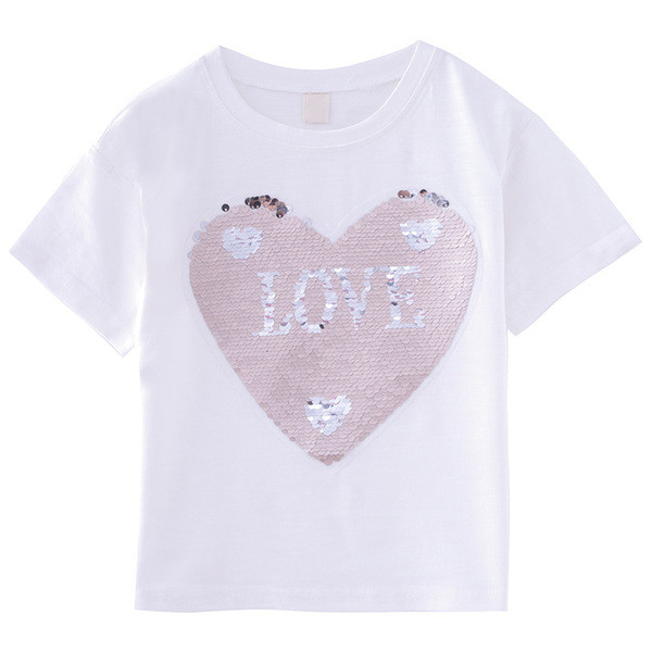 Gyerek póló lányoknak fehér és fekete színben, flitterekkel