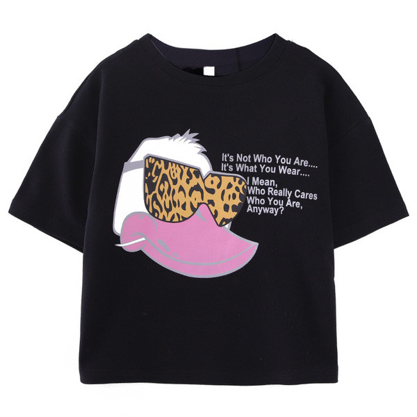 Tricou pentru fete pentru copii in trei culori cu inscriptii si aplicatie