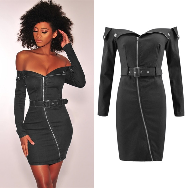 Modern női ruha hosszú ujjal és övvel három színben