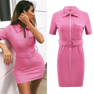 Alkalmi női ruha övvel és cipzárral több színben