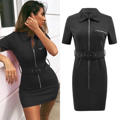 Alkalmi női ruha övvel és cipzárral több színben