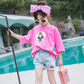 Gyerek póló lányoknak fekete és rózsaszín színben