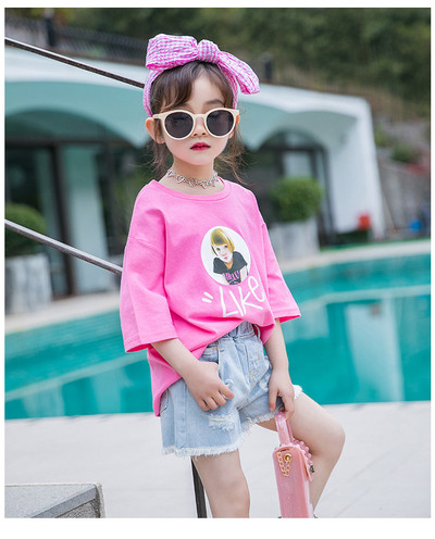 Gyerek póló lányoknak fekete és rózsaszín színben