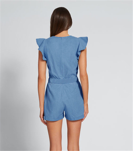 Modern női farmer overall, zsebekkel