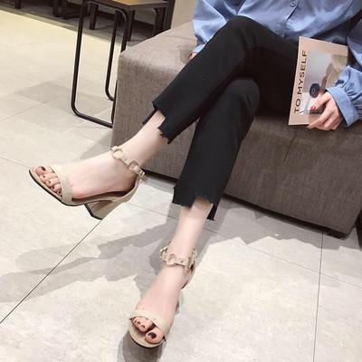 Sandale de dama cu toc gros in trei culori