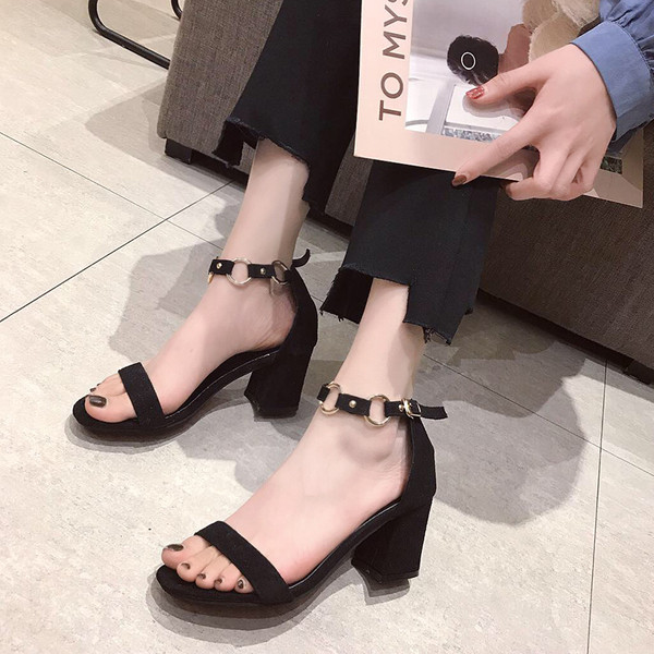 Sandale de dama cu toc gros in trei culori