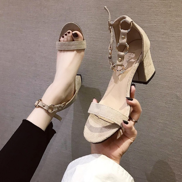 Sandale de dama cu toc gros in trei culori