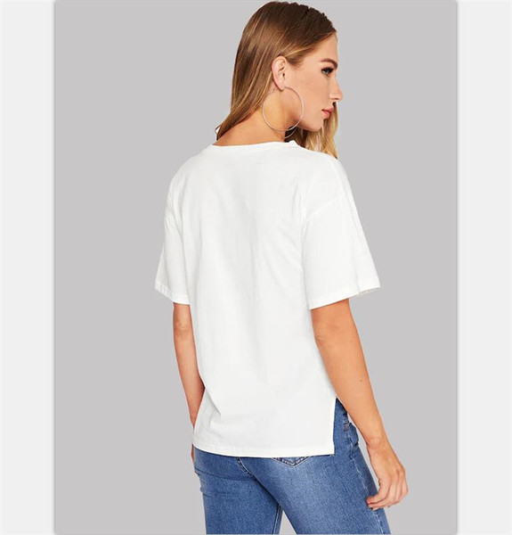 Alkalmi női póló, fehér flitteres elemmel