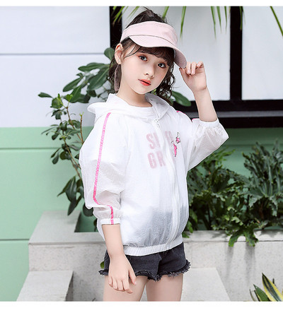 Παιδικό μοντέρνο σακάκι για κορίτσια σε ροζ και λευκό χρώμα