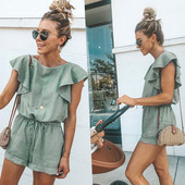 Καθημερινές γυναικείες φόρμες ν με λαιμόκοψη και κορδόνια