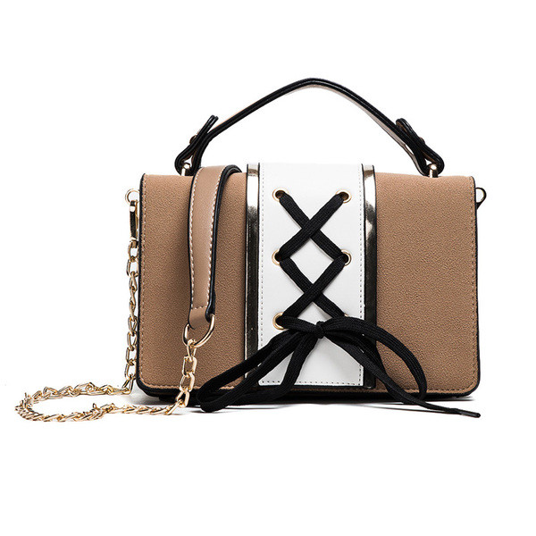 Öko velúrból készült modern női táska két színben, keresztkötéssel, rövid és hosszú füllel