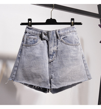 Alkalmi női rövidnadrág magas derékkal, kék színben