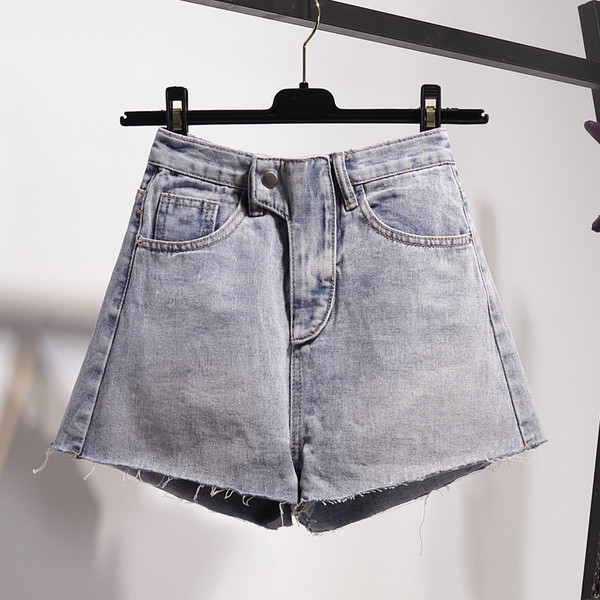 Alkalmi női rövidnadrág magas derékkal, kék színben