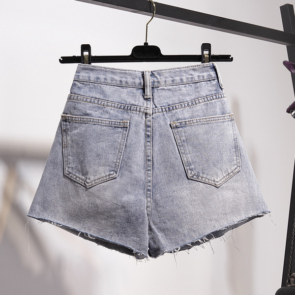 Alkalmi női rövidnadrág magas derékkal, kék színben