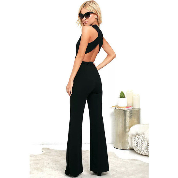 Κομψές γυναικείες φόρμες με V-neck  σε μαύρο χρώμα