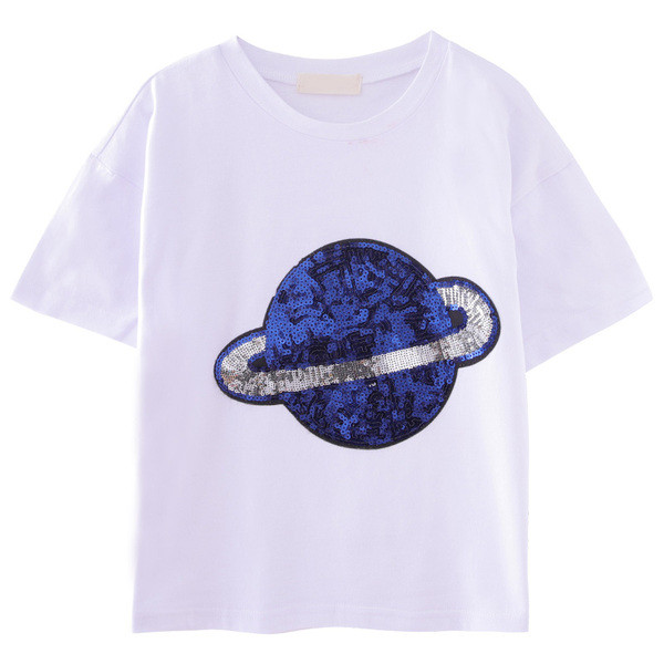 Gyermek modern póló lányoknak, két színben flitterekkel