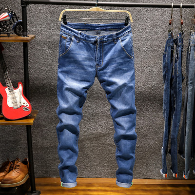 Simple men`s jeans in several colors with pockets