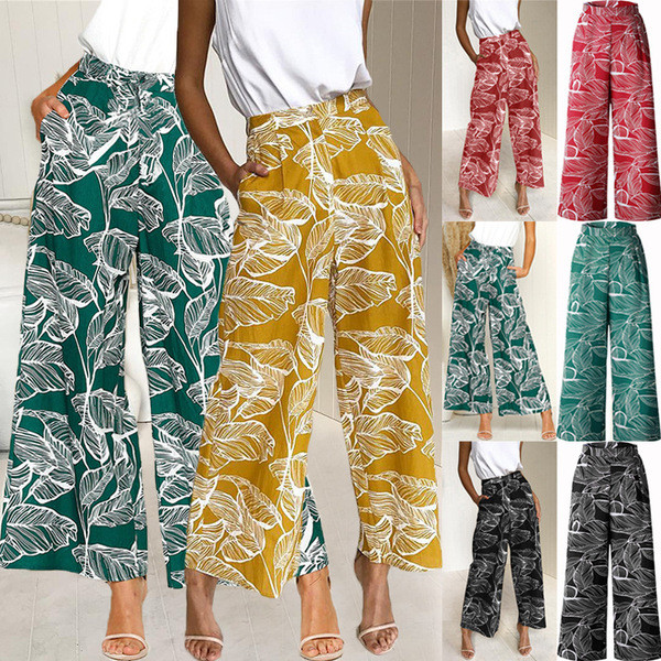 Divatos női széles nadrág magas derékkal és megkötővel