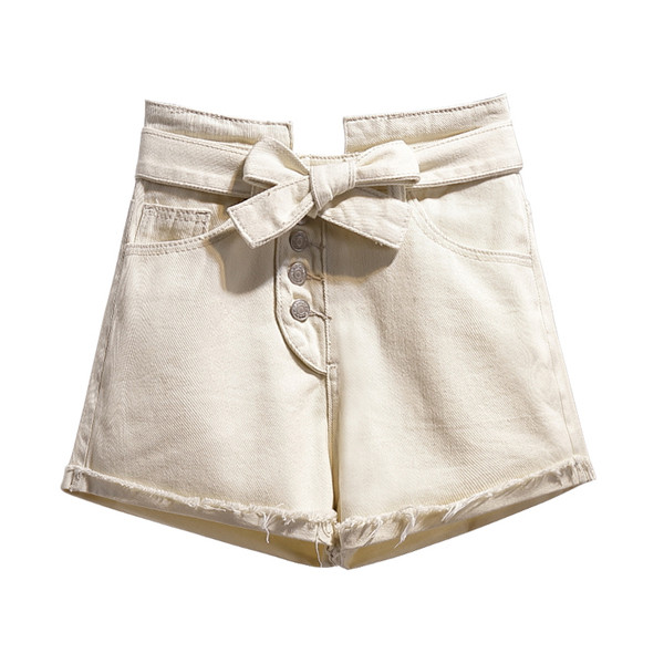 Modern női rövidnadrág fehér és fekete nyakkendővel