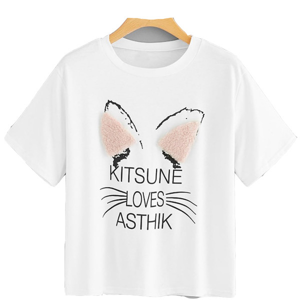 Alkalmi női póló fehér színben, mintával