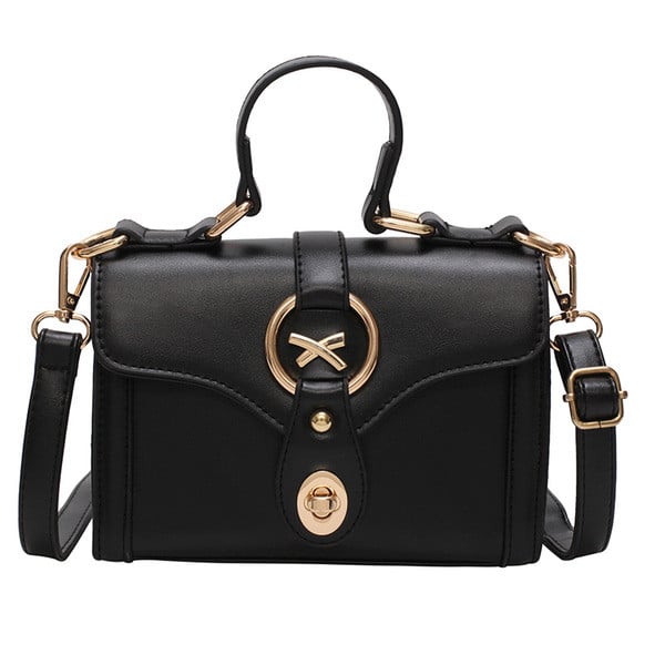 Geanta de dama eleganta din piele ecologica in trei culori cu elemente metalice cu manere scurte si lungi