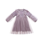 Rochie eleganta pentru copii in doua culori cu maneci lungi si tul