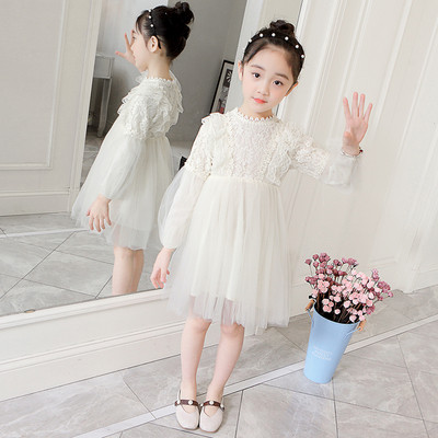 Rochie eleganta pentru copii in doua culori cu maneci lungi si tul