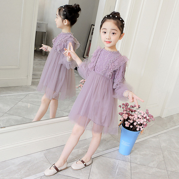 Rochie eleganta pentru copii in doua culori cu maneci lungi si tul