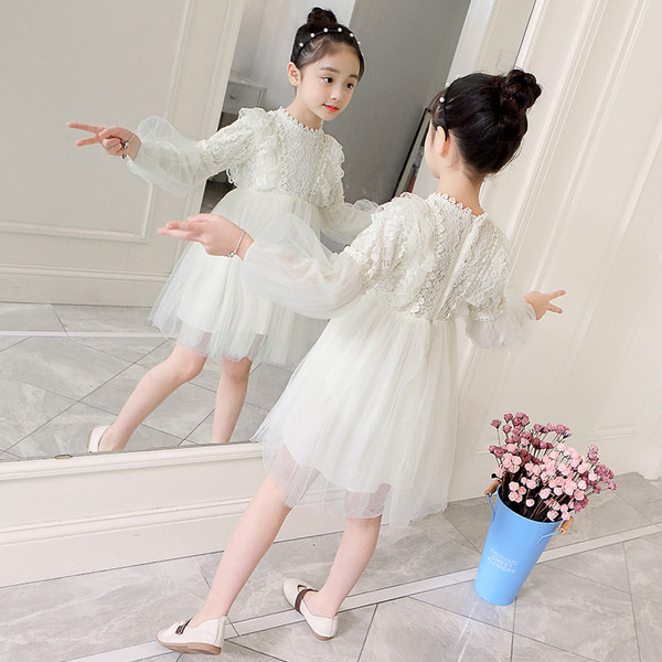 Rochie eleganta pentru copii in doua culori cu maneci lungi si tul