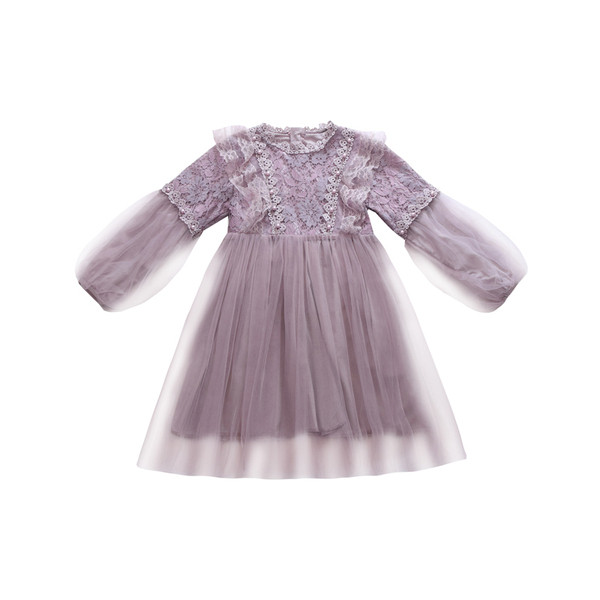 Rochie eleganta pentru copii in doua culori cu maneci lungi si tul