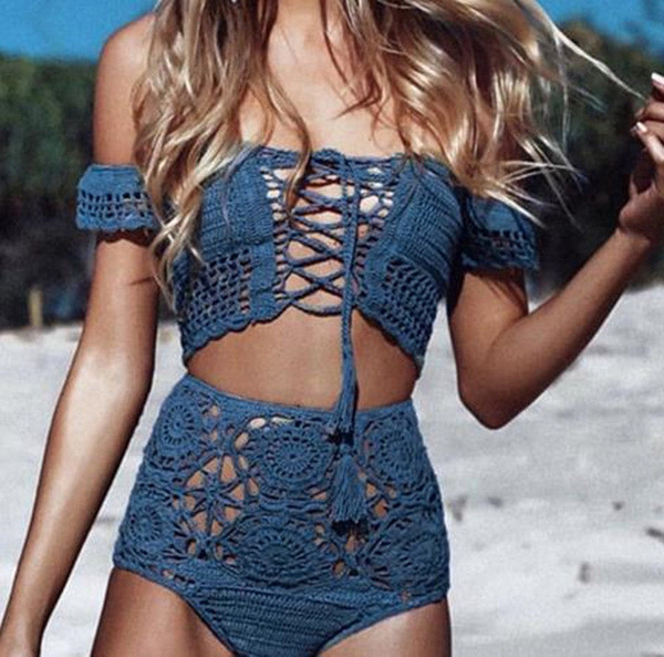 Μοντέρνο γυναικείο μαγιό  με υψηλή μέση σε διάφορα χρώματα