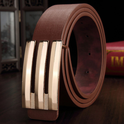 Modern men`s belt in different colors with a metal buckle