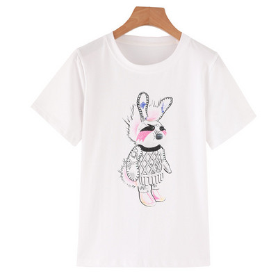 Stílusos női póló fehér színben, rátéttel