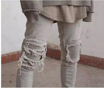 Modern férfi farmer, szakadt motívumokkal, három színben