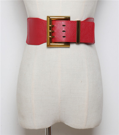 Elasztikus női öv arany csattal fehér, fekete és piros fátyolból