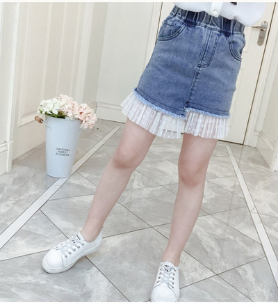 Μοντέρνα παιδική φούστα τζιν  με τσέπες