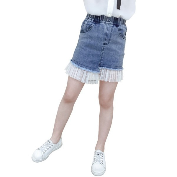 Μοντέρνα παιδική φούστα τζιν  με τσέπες