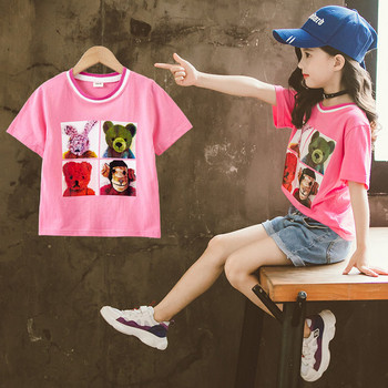 Детска тениска с апликация в два цвята за момичета