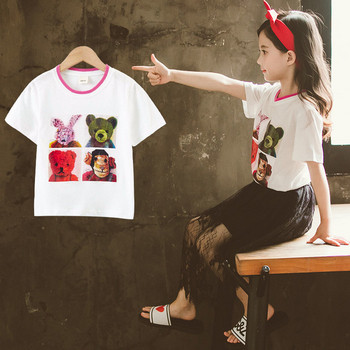 Детска тениска с апликация в два цвята за момичета