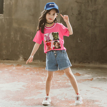Παιδικό μπλουζάκι σε δύο χρωμάτων για κορίτσια