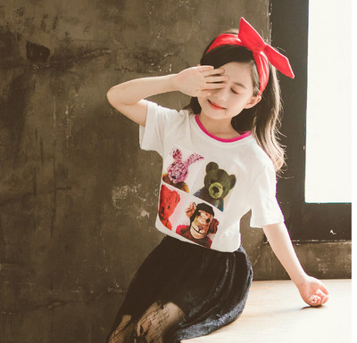 Παιδικό μπλουζάκι σε δύο χρωμάτων για κορίτσια