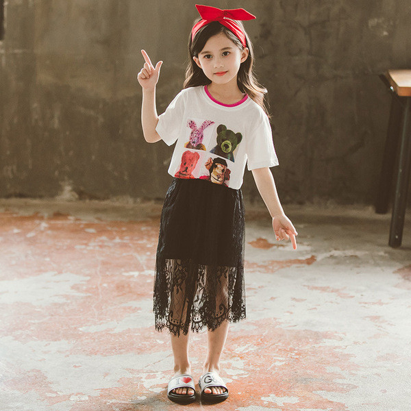 Παιδικό μπλουζάκι σε δύο χρωμάτων για κορίτσια